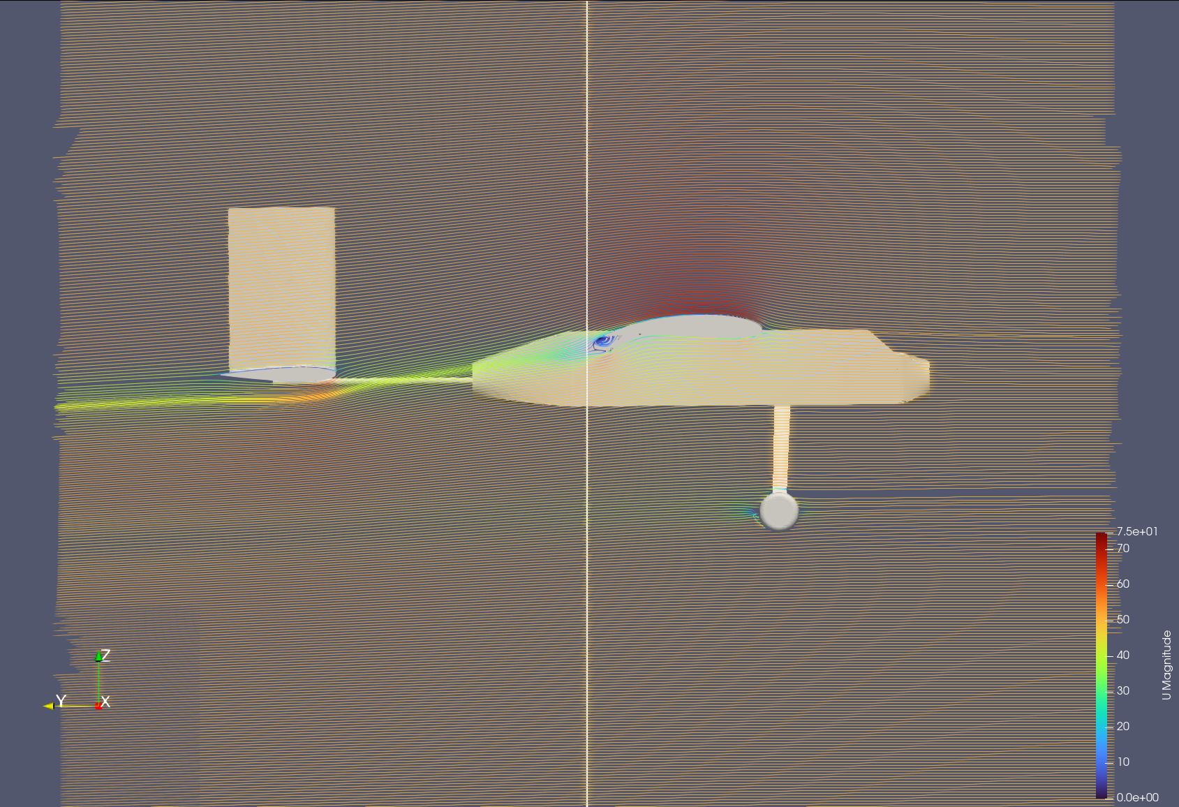 Cross-sectional line tracing diagram of DBF aircraft.